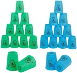 Yeesport Sport Stacking Cups, 96pcs Sports Stacking Cups Speed Training Game For Challenge Competition Travel Party Gift For Kids And Adults (4 Blue+ 4 Green) -Folkmanis Toys Shop 51Vff4p1XL. AC