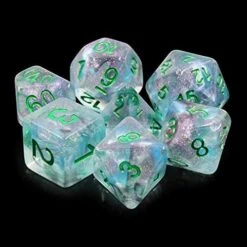 7PCS Polyhedral DND Dice, D&D Dice Set Translucent Tricolour Resin Dice With 3 Overlays For Role Playing Dice Games As DND RPG MTG Table Games (White Violet Blue) -Folkmanis Toys Shop 51VjsZDuuZL. AC
