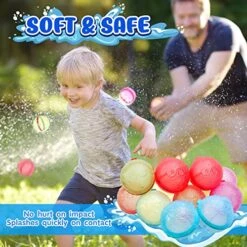 DOUBLMII 12 Pack Reusable Balloons For Summer Water Fun, Easy Quick Fill, Self-Sealing Water Balls, Refillable Soft Water Splash Ball, Silicone Water Toys For Kids, Magnetic Water Ball, -Folkmanis Toys Shop 51VnYRGd8NL