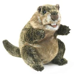 Folkmanis Groundhog Hand Puppet,Brown; Tan; White