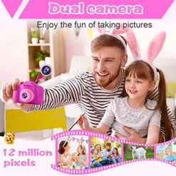 PROGRACE Kids Camera Girls Gift - Dual Selfie Kids Digital Camera Age 3 4 5 6 7 8 9 Year Old Children Camera Toys Christmas Birthday Gift Age 3-12 Toddler Camera Kids Video Camcorder Recorder -Folkmanis Toys Shop 51VyCo40aEL