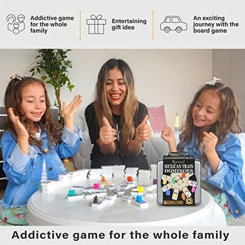 Queensell Mexican Train Dominoes Set For Adults With Wooden Hub, Tile Board Game - Dominos Set For Classic Board Games - Double 12 Dominoes Set For Family Games (Double 12) 6 Queensell Mexican Train Dominoes Set For Adults With Wooden Hub, Tile Board Game - Dominos Set For Classic Board Games - Double 12 Dominoes Set For Family Games (Double 12) - Image 4