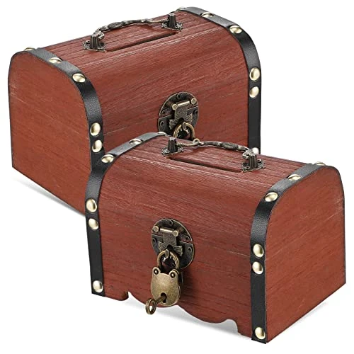 Vintage Decor 2 Pcs Piggy Bank Treasure Chest Storage Tank Retro Lock Child Wooden Solid Wood Retro Decor 3 Vintage Decor 2 Pcs Piggy Bank Treasure Chest Storage Tank Retro Lock Child Wooden Solid Wood Retro Decor