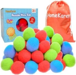 Homekaren 51 Water Balls Reusable, Cotton Balls For Water Fight Outdoor, Splash Summer Fun Toys For Kids Outside, Water Balloons Fight Accessories For Pool Trampoline And Beach (RBG) -Folkmanis Toys Shop 51WIw8MfD9L. AC