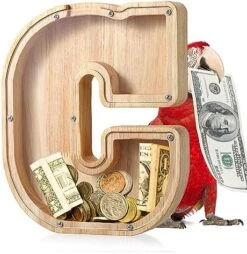 UBeesize Large Piggy Banks Twenty-Six English Alphabet Letter For Boys Girls, Wooden Personalized Bills And Coins Bank Money Box,DIY Name Birthday Gift,Bedroom Living Room Decoration(E) -Folkmanis Toys Shop 51WT1pop1VL. AC