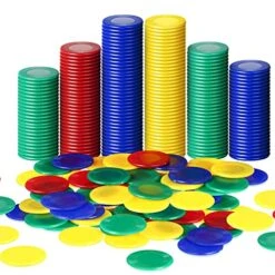 Skylety 400 Pieces Plastic Poker Chips Game Chips 4 Colors Counter Card For Kids Game Playing Learning Math Counting Bingo Game Blank Chips Card For Kids Reward