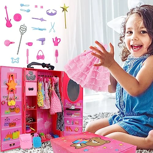 BJDBUS 106 Pcs Doll Wardrobe With Clothes And Accessories Set For 11.5 Inch Girl Doll, Storage Closet Wedding Gown Fashion Dresses Skirts Tops Pants Outfits Bikini Swimsuits Hangers Shoes Other Stuff 7 BJDBUS 106 Pcs Doll Wardrobe With Clothes And Accessories Set For 11.5 Inch Girl Doll, Storage Closet Wedding Gown Fashion Dresses Skirts Tops Pants Outfits Bikini Swimsuits Hangers Shoes Other Stuff - Image 5