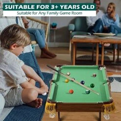 RayChee 36in Mini Tabletop Pool Set Portable Billiards Game, Includes Game Balls, Sticks, Chalk, Brush And Triangle For The Family, Office, Party -Folkmanis Toys Shop 51WjtzyVKTL