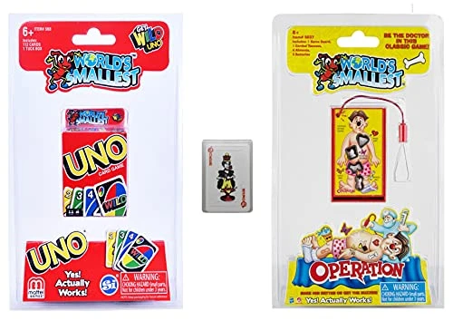 Worlds Smallest World's Smallest Classic Games - Uno Card Pack - Operation - Miniature Playing Cards - Bundle Set Of 3 3 Worlds Smallest World's Smallest Classic Games - Uno Card Pack - Operation - Miniature Playing Cards - Bundle Set Of 3