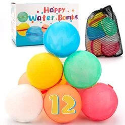 Reusable Water Balloons Outdoor Toys - Self Sealing Easy Quick Refillable Water Bombs For Kids Adults | Durable Latex-Free Silicone Water Ball For Summer Pool Water Game Fun Party Supplies 12 PCS
