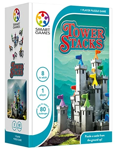 SmartGames Tower Stacks Castle Building Game With 80 Challenges For Ages 8-Adult 4 SmartGames Tower Stacks Castle Building Game With 80 Challenges For Ages 8-Adult - Image 2