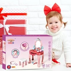 Toddler Vanity Set Kids Toy Vanity Table For Little Girls With Mirror And Stool, Princess Vanity Toys For 2 3 4 5 Year Old Girls Gift -Folkmanis Toys Shop 51XecKYHlhL