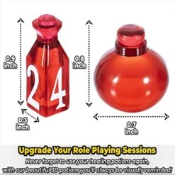 Lynx 15 DND Healing Potion Tokens And Each Potion Level Has A Color Matching D4 Dice Set To Easily Track & Roll For Your D&D Potions - Dungeons And Dragons Role Playing Gift RPG Accessories Markers -Folkmanis Toys Shop 51Xf4oiFd4L