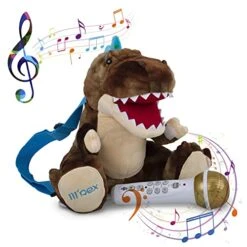 Singing Machine Portable Karaoke Machine For Kids, Plush Toy Backpack With Microphone - The Sing Along Crew, Lil Rex (Brown & Beige) - Built-In Karaoke Speaker With Songs, Sound Effects, & Recorder -Folkmanis Toys Shop 51Xj7h26VeL