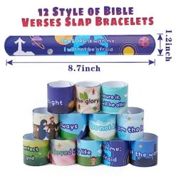 144 Pieces Bible Verses Slap Bracelets Religious Christian Slap Bracelets Scripture Inspirational Spiritual Bible Wristbands Bracelets For Church Gatherings And Additional Activities,12 Styles