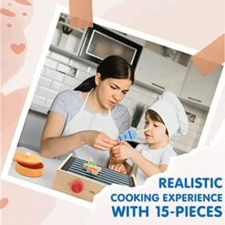 Leo & Friends 2-in-1 Mini Kitchen Wooden Play Set With 15-Pieces - Play-Pretend Toddler Toy For Girls And Boys Aged 24-Months And Older - Educational Kids Toy -Folkmanis Toys Shop 51Xsnchc51S