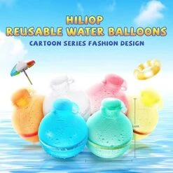 Hiliop Reusable Water Balloons For Kids Adults, Resealable Refillable Magnetic Water Balloons Self Sealing Quick Fill With Mesh Bag (8PCS) -Folkmanis Toys Shop 51XtU7UIRNL