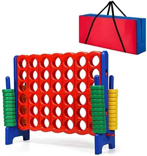 COSTWAY Jumbo 4-to-Score Giant Game Set With Storage Carrying Bag, 4 In A Row For Kids And Adults, Game Set With 42 Jumbo Rings & Quick-Release Slider, Perfect For Family Game 8 COSTWAY Jumbo 4-to-Score Giant Game Set With Storage Carrying Bag, 4 In A Row For Kids And Adults, Game Set With 42 Jumbo Rings & Quick-Release Slider, Perfect For Family Game - Image 6
