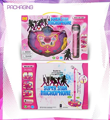Mozlly Super Star Playset Karaoke For Kids - Pink Microphone With Adjustable Mic Stand, Buit-in Jack & Speaker For MP3 Player, Play And Sing Along With Music & Lights, Karaoke Entertainment For Kids 8 Mozlly Super Star Playset Karaoke For Kids - Pink Microphone With Adjustable Mic Stand, Buit-in Jack & Speaker For MP3 Player, Play And Sing Along With Music & Lights, Karaoke Entertainment For Kids - Image 6