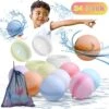 24 Pcs Reusable Water Balloons Water Balls With Portable Mesh Bag, Latex-Free Soft Silicone Water Splash Ball Self Sealing Quick Fill Balloon Summer Outdoor Play Pool Water Toys -Folkmanis Toys Shop 51XxEgWtHbL