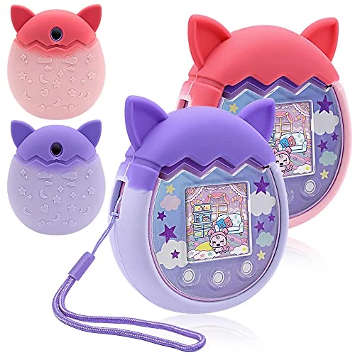 GENERIC 2 Pack Silicone Case For Tamagotchi Pix Virtual Pet Game Machine,Protective Soft Skin Cover For Tamagotchi Pix Sleeve Shell With Hand Strap(Purple+Pink) 3 GENERIC 2 Pack Silicone Case For Tamagotchi Pix Virtual Pet Game Machine,Protective Soft Skin Cover For Tamagotchi Pix Sleeve Shell With Hand Strap(Purple+Pink)