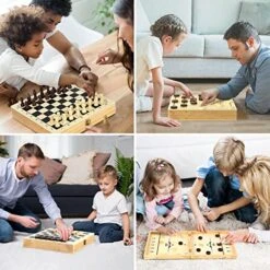 BremToy 4 In 1 Chess Sets-Wooden Chess & Checkers Set, Sling Puck And Nine Men's Morris Board Games For Kids Adult, Foldable & Portable Chess Board Set For Travel (12x12inch) 11 BremToy 4 In 1 Chess Sets-Wooden Chess & Checkers Set, Sling Puck And Nine Men's Morris Board Games For Kids Adult, Foldable & Portable Chess Board Set For Travel (12x12inch) -Folkmanis Toys Shop 51YDQ6w2ySL