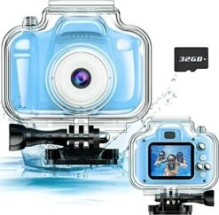 Underwater Kids Camera Toys For Kids 3-8 Boys Girls, Waterproof Kids Digital Camcorder Sports Video Camera, Toddler Kids Toys For 3 4 5 6 7 8 Year Old Birthday Gifts With 32GB SD Card(Blue) -Folkmanis Toys Shop 51YF79bNM7L. AC