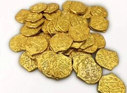 Lot Of 50 Toy Metal Shiny Gold Pirate Treasure Coins