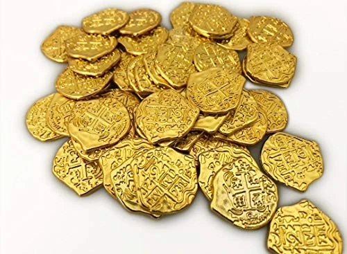 Lot Of 50 Toy Metal Shiny Gold Pirate Treasure Coins 3 Lot Of 50 Toy Metal Shiny Gold Pirate Treasure Coins