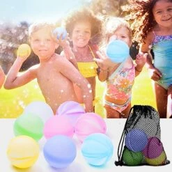Reusable Water Balloons, 16 Pack Refillable Water Balls With Mesh Bag, Summer Water Toy For Boys And Girls Aged 3-12, Outdoor Activities Water Games Toys Fast-fill Water Splash Ball For Fun 11 Reusable Water Balloons, 16 Pack Refillable Water Balls With Mesh Bag, Summer Water Toy For Boys And Girls Aged 3-12, Outdoor Activities Water Games Toys Fast-fill Water Splash Ball For Fun -Folkmanis Toys Shop 51YJ2TbLXHL
