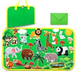 Craftstory Zoo Animals Travel Felt-Board Story Set For Toddlers, 32 Pieces Flannel Board Stories For Preschool Learning Toys Educational Storytelling Activity Board Gifts For Ages 3+