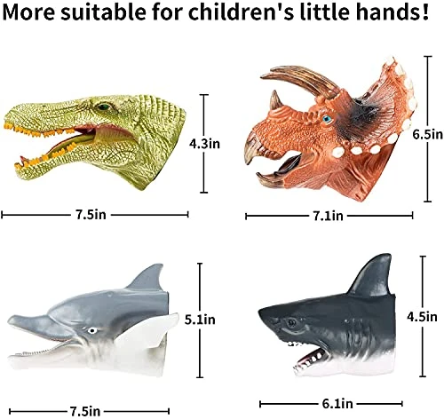 KIDAMI Dinosaur & Shark Toys Puppets Hand Puppet Set Role Play Rubber Soft Touch Realistic For Kids And Adults (4 Pack) 5 KIDAMI Dinosaur & Shark Toys Puppets Hand Puppet Set Role Play Rubber Soft Touch Realistic For Kids And Adults (4 Pack) - Image 3