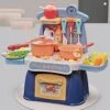 MIS1950s Kitchen Play Set With Accessories- Mini Kitchen Set With Realistic Light Sound - Indoor Games Kitchen Cooking Playset -Christmas Halloween Holiday Toys For Toddlers Children & Girls