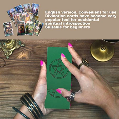 Tarot Cards,Classic Green Witch Visions Hologram Paper Tarot Cards,Portable Family Travel Board Deck Games Guidance Divination Fate Playing Game Cards,for Beginners And Expert Readers (78Pcs) 4 Tarot Cards,Classic Green Witch Visions Hologram Paper Tarot Cards,Portable Family Travel Board Deck Games Guidance Divination Fate Playing Game Cards,for Beginners And Expert Readers (78Pcs) - Image 2
