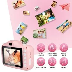 Kids Camera Toys Gifts For 3-12 Years Old Kids Boys Girls: HD Digital Video Camera With 32GB SD Card, Christmas Birthday Festival Gifts For Kids Pink -Folkmanis Toys Shop 51YVZMpojmL