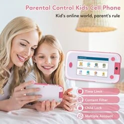 Toy Phone Support Calls And Messages Kids Phone For Age 3-6 Girls Christmas Birthday Gifts Parental Control Baby Phone With Flip Camera WiFi Bluetooth-Pink