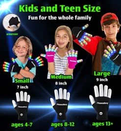 The Noodley Flashing LED Light Gloves Kids And Teen Sized With Extra Batteries Finger Toy Cosplay Halloween Costume Accessory Boys And Girls - Ages 8-12 (Medium, Black) -Folkmanis Toys Shop 51YfpNlvcSL