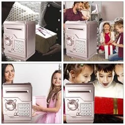HUSAN Piggy Banks For Kids, Electronic Password Code Money Banks ATM Banks Box Coin Bank For Children Boys And Girls (Rose Gold) -Folkmanis Toys Shop 51YoqNweqBS