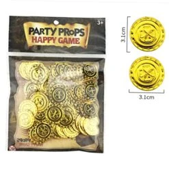 SAFIGLE 200 Pcs Coins For Kids Pirate Toys Plastic Coins Game Coins Gold Game Coins Plastic Lucky Coins Gold Coins For Kids Plastic Gold Coins Kids Gold Coins Game Currency Yingshi Golden