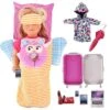 10Pcs 18 Inch Doll Clothes And Accessories - Suitcase Luggage , Pillow, Eye Masks, Sleeping Bags, Raincoats, Umbrellas, Rain Shoes,cell Phones, Tablets，Computer Doll Travel Fit 18 Inch Doll (No Doll)