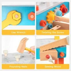 ROBUD Wooden Play Tool Workbench Set For Kids Toddlers, Construction Tool Playset Toys Gift For Boys Girls 9 ROBUD Wooden Play Tool Workbench Set For Kids Toddlers, Construction Tool Playset Toys Gift For Boys Girls -Folkmanis Toys Shop 51Z4Jbnnl9L