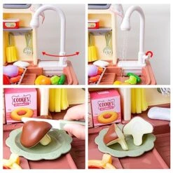 Play Kitchen Playset Pretend Food - Kitchen Toys For Toddlers, Toy Accessories Toddler Set W/Real Sounds And Light, Toddler Outdoor Playset For Kids, Girls & Boys -Folkmanis Toys Shop 51Z5WsplUVL