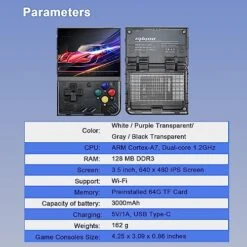 Miyoo Mini Plus Handheld Game Console 3.5 Inch Classic System Retro Video Games Consoles Portable Rechargeable Hand Held 64G With Case (Black) -Folkmanis Toys Shop 51ZAgDp0YaL