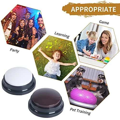 PELTEFLU Voice Recording Button, 30 Second Record Button For Dog Pet Interactivity, Gift For Friend, Family, 8 Color Have Coffee And White 4 PELTEFLU Voice Recording Button, 30 Second Record Button For Dog Pet Interactivity, Gift For Friend, Family, 8 Color Have Coffee And White - Image 2