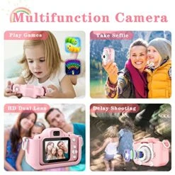 CIMELR Kids Camera Toys For 3-12 Year Old Boys/Girls, Kids Digital Camera For Toddler With 1080P Video, Chritmas Birthday Festival Gifts For Kids, Selfie Camera For Kids, 32GB SD Card(Pink) -Folkmanis Toys Shop 51ZDNRkYJJL