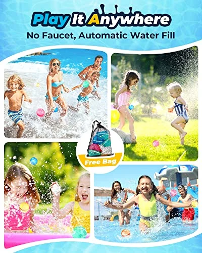 SOPPYCID Reusable Water Bomb Balloons, Magnetic Refillable Water Balls - Pool Toys For Boys And Girls, Beach Outdoor Activities Water Games Toy For Kids Self Sealing Water Splash Ball (6Pack) 5 SOPPYCID Reusable Water Bomb Balloons, Magnetic Refillable Water Balls - Pool Toys For Boys And Girls, Beach Outdoor Activities Water Games Toy For Kids Self Sealing Water Splash Ball (6Pack) - Image 3