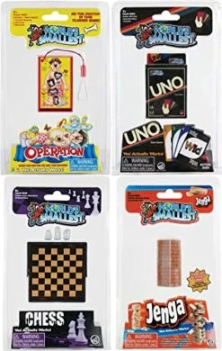 Worlds Smallest Board Games Bundle Set Of 4 Jenga - Chess - Operation - Retro Uno