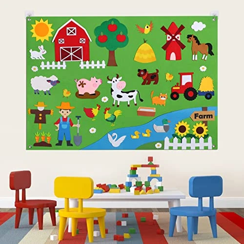 G.C Farm Animals Felt Board Story Set For Toddlers 84Pcs Preschool Storytelling Flannel Classroom Educational Learning Play Kit Wall Activity Hanging Gift For Kids - 40 Extra Stickers 6 G.C Farm Animals Felt Board Story Set For Toddlers 84Pcs Preschool Storytelling Flannel Classroom Educational Learning Play Kit Wall Activity Hanging Gift For Kids - 40 Extra Stickers - Image 4