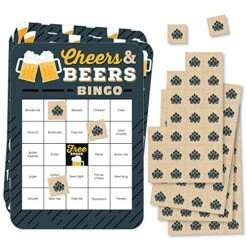 Big Dot Of Happiness Cheers And Beers Happy Birthday - Beer Tasting Bingo Cards And Markers - Birthday Party Bingo Game - Set Of 18
