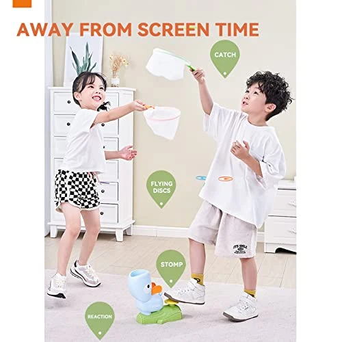 BAKAM Outside Toys For Kids Ages 4-8, Toddler Sports Outdoor Playset Ages 3-5 Flying Disc Stomp Launcher Toy Kit, Fun Flyer Saucers Indoor Party Game (Yellow) 4 BAKAM Outside Toys For Kids Ages 4-8, Toddler Sports Outdoor Playset Ages 3-5 Flying Disc Stomp Launcher Toy Kit, Fun Flyer Saucers Indoor Party Game (Yellow) - Image 2